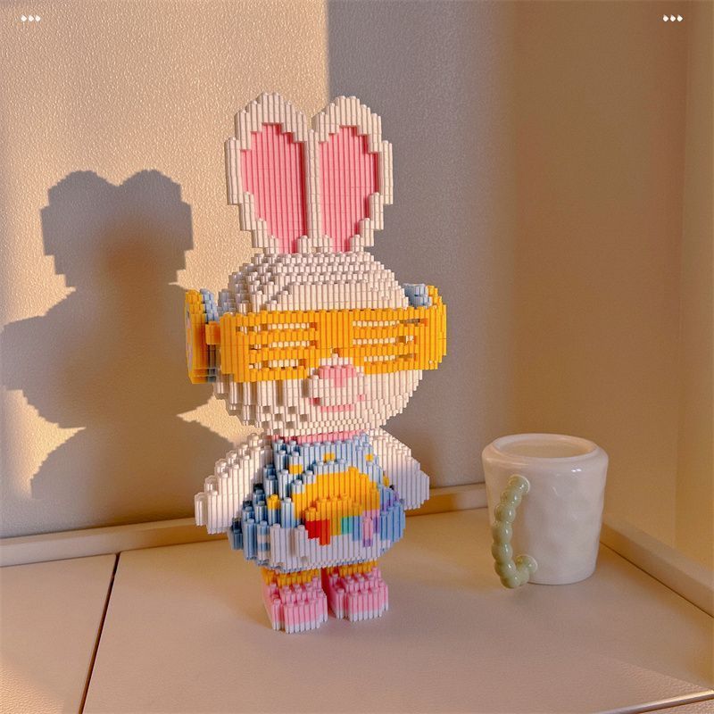 Nouveau 33CM bricolage Mini lapin coloré modèle 3D avec bloc de construction léger assemblage jouet mignon petites particules Puzzle ornements enfants cadeau