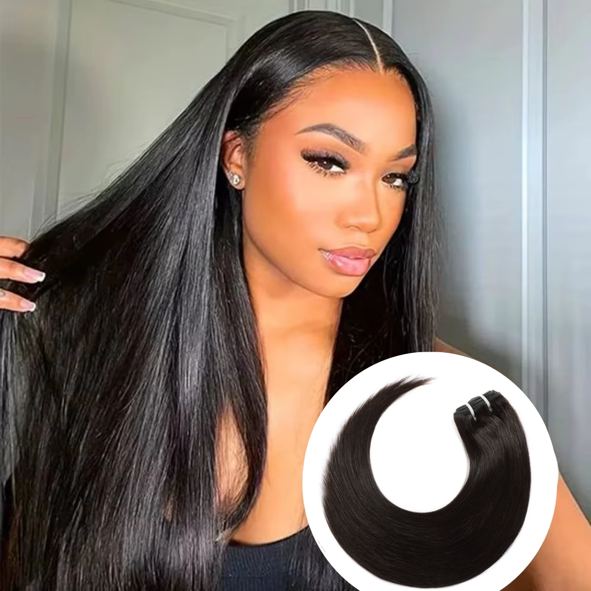 Paquetes de Cabello Humano Liso Brasileño 10A, Ondulado Profundo, Virgen Sin Procesar, Tejido Doble, Ofertas de Paquetes de Cabello Humano 10A, Extensiones de Cabello Virgen Brasileño Sin Procesar de Tejido Rápido, Negro Natural