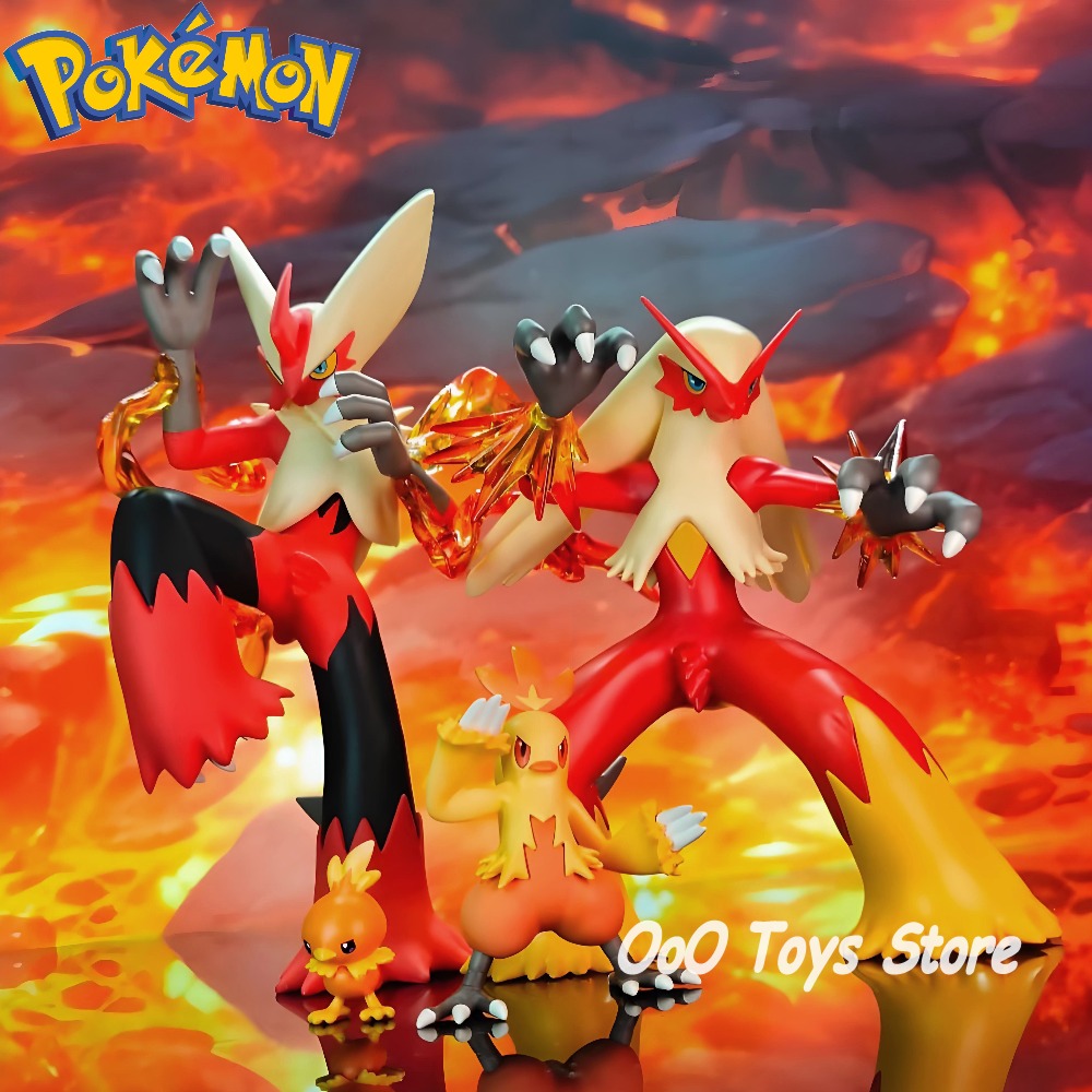 Figur Anime Pokemon Blaziken Kelompok Evolusi Action Figure Mainan Model Koleksi Pvc untuk Hadiah 2-8Cm