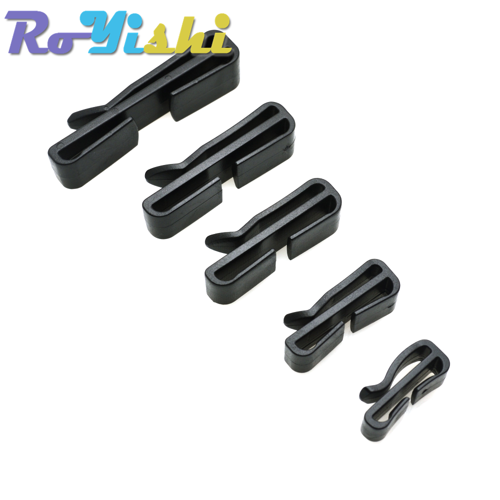 Clip coulissant à boucle à glissement rapide, 10 pièces/paquet, noir pour sac à dos tactique Molle, sangle de réglage, 20/25/32/38/49mm