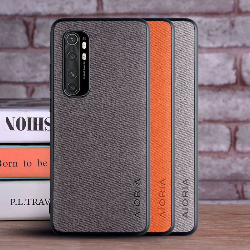Textielhoesje voor Xiaomi Mi Note 10 Lite Zacht TPU met hard PC 3in1-materiaal Perfect aanvoelend gevoel