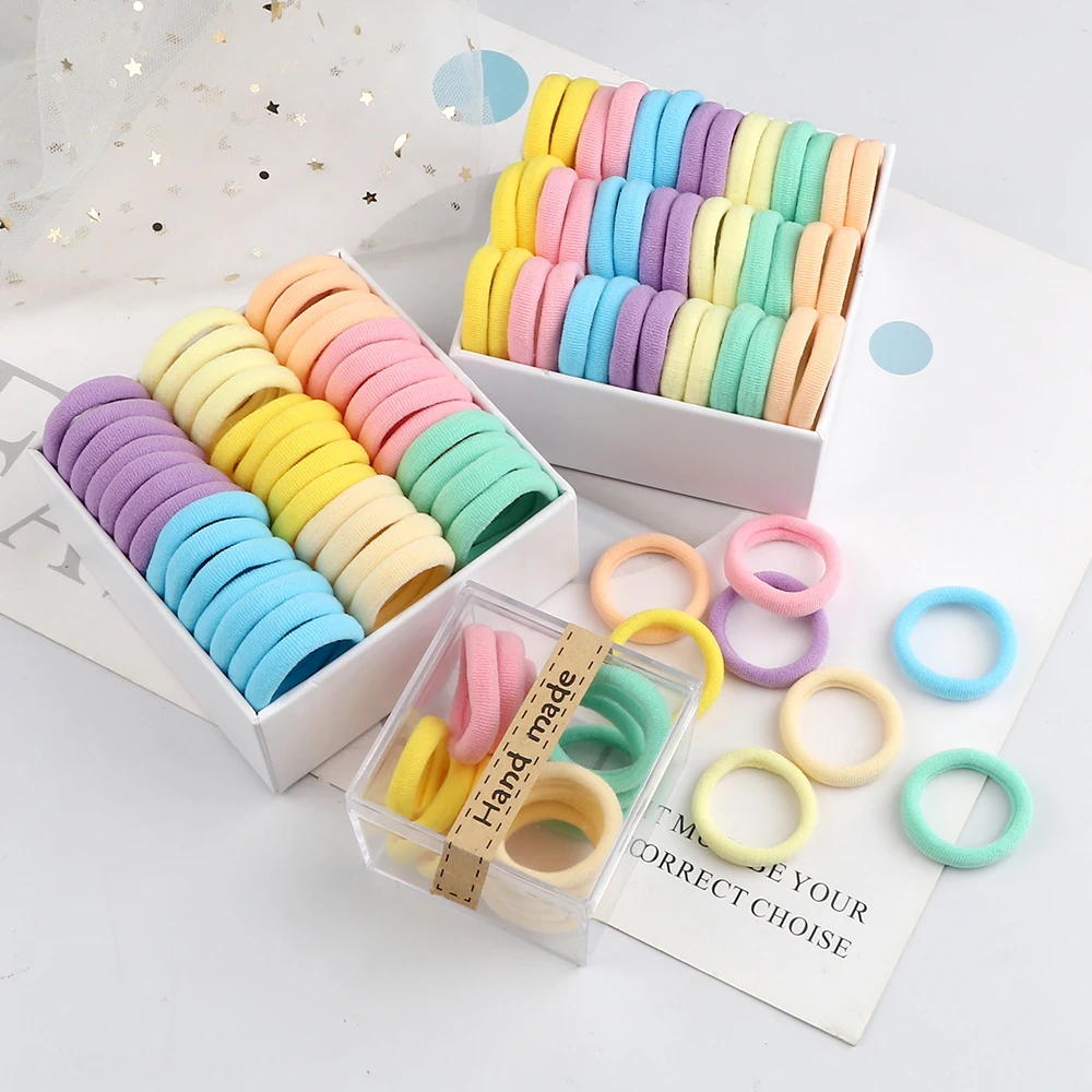 ขายส่ง 30/50/100 ชิ้น/ล็อตที่มีสีสันผมเด็กไม่มีรอยต่อผมยางยืดหยุ่นสาวหวาน Scrunchies อุปกรณ์เสริม