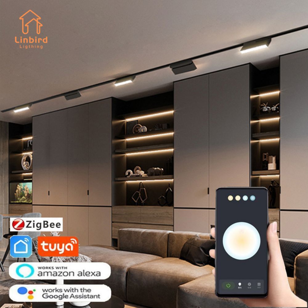 Lampu Sorot LED Fitting Fleksibel Modern Sistem Lampu Rel Track Magnetik Pintar Lampu Langit-langit Dalam Ruangan Lampu Hidup Rumah Pintar