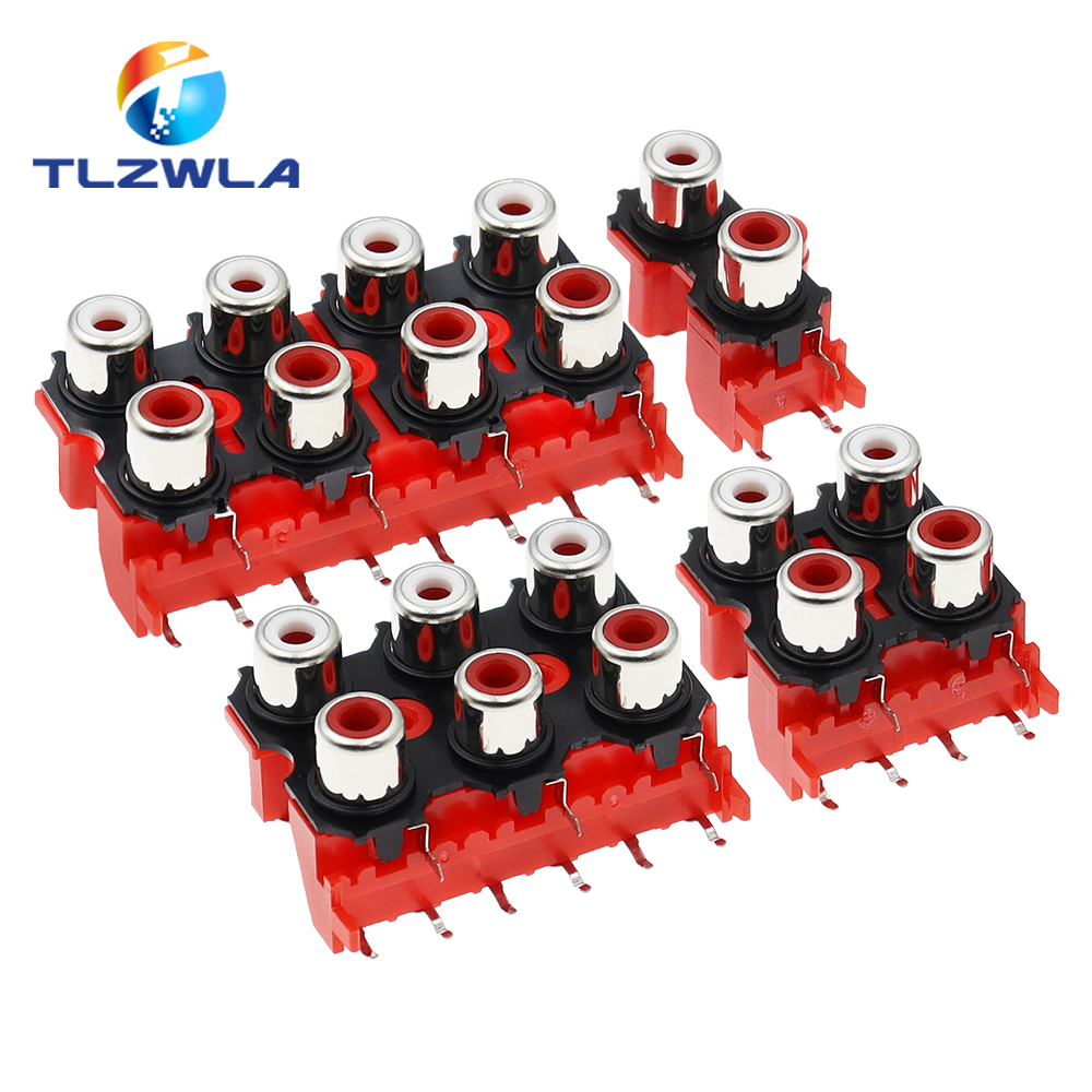 2 sztuk nowy 2P 4P 6P 8P RCA żeński wtyk audio-wideo złącze AV złącze wtykowe AV2-8.4-13 czerwone części PCB