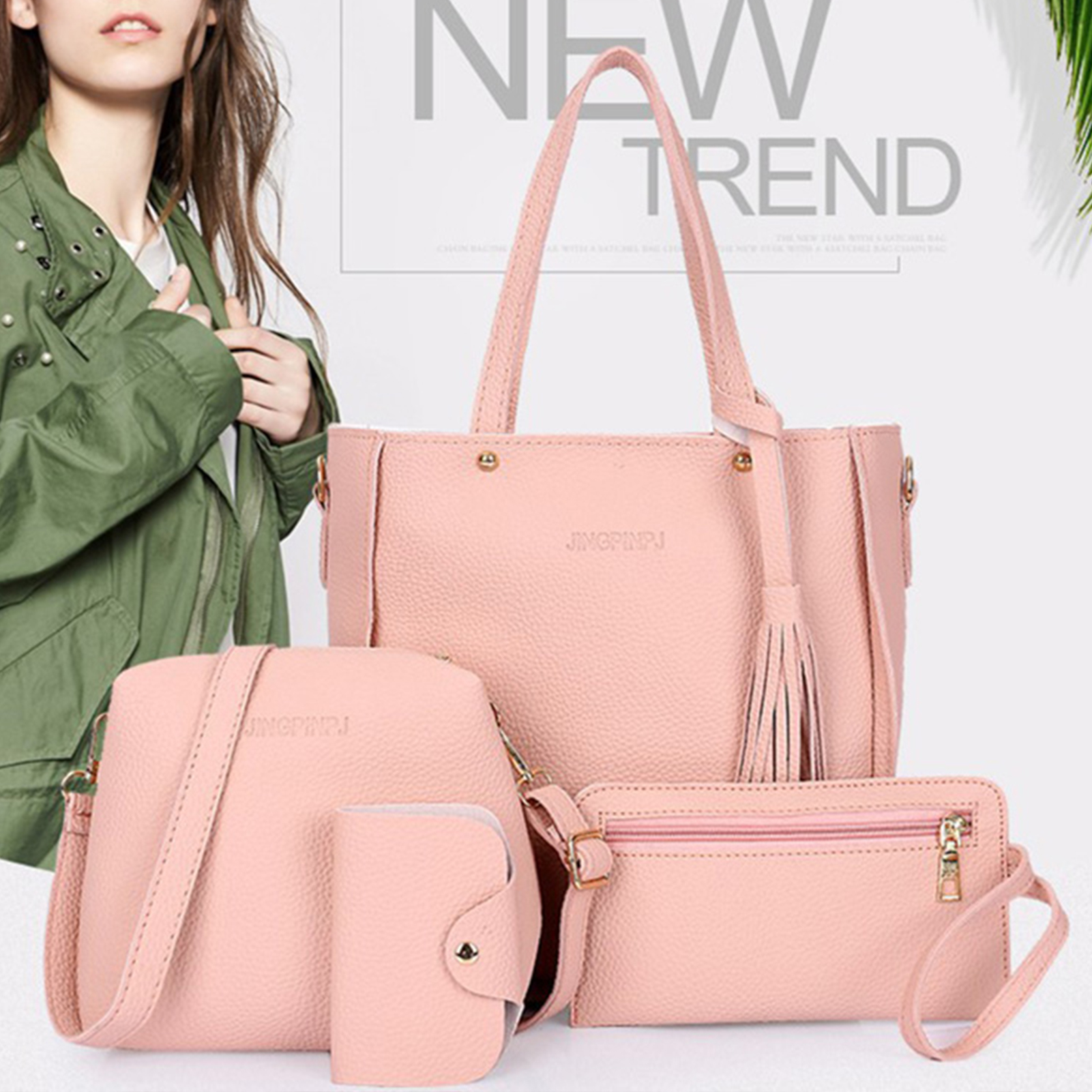 4 Buah/Set Tas Tote Elegan Wanita Tas Tugas Berat Tersedia Berbagai Warna untuk Kacamata Ponsel Kosmetik