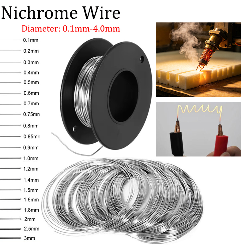 5m 10m Nichrome Wire Diameter 0.1mm-4.0mm Foam Cutting Resistance Wire Alloy Electric Heating Coils