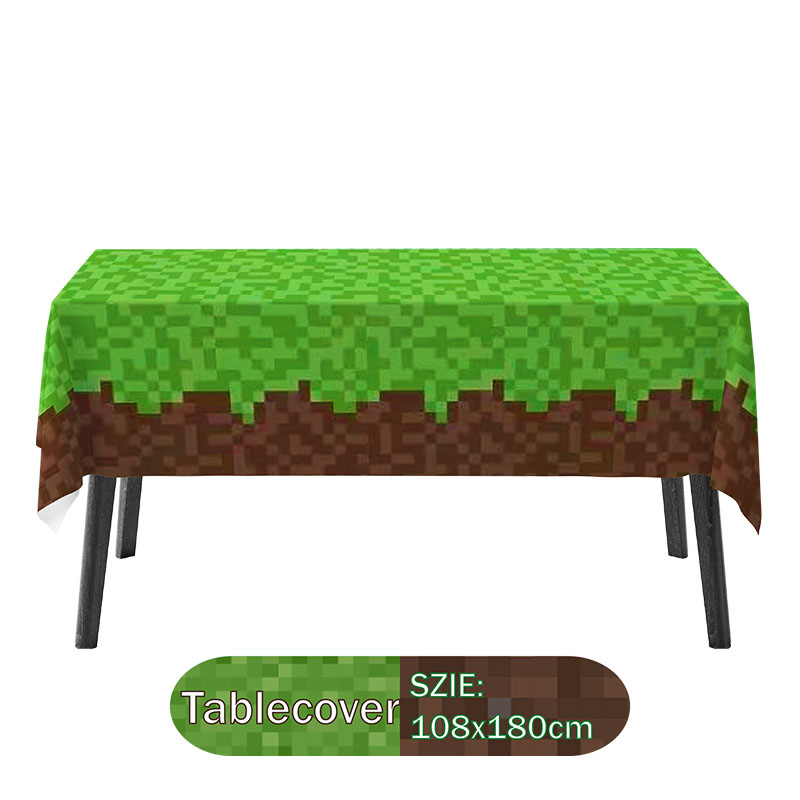 Mantel de hierba para fiesta de cumpleaños estilo Pixel Miner, decoraciones de cumpleaños para jugadores, suministros para fiestas artesanales de minería, fiesta de minero de Pixel
