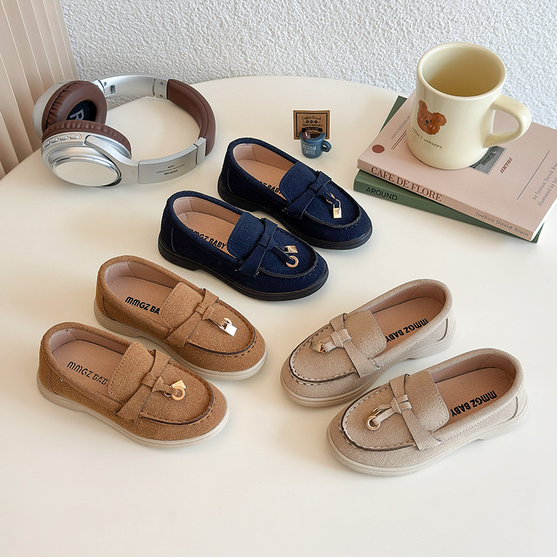 Zapatos para Niños Primavera Otoño 2026, Zapatos Sin Cordones para Niños, Mocasines de Cuero PU Suave para Niños, Zapatos Tipo Mocasín para Niñas, Beige, Marrón, Azul
