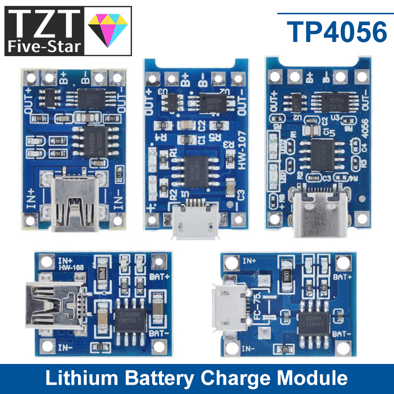 TZT 10 шт. Type-C Micro Mini 5 В 1A 18650 TP4056 модуль зарядного устройства для литиевой батареи зарядная плата с защитой двойная функция