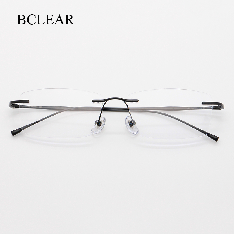 BCLEAR – monture de lunettes en titane pur pour hommes et femmes, verres carrés sans bords, myopie optique coréenne