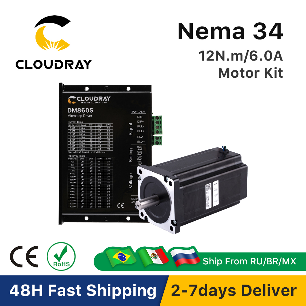 Cloudray Nema 34 Kit driver motore passo-passo ad anello aperto 12N.m 6.0A DM860S 2.4A-7.2A per stampante 3D Fresatrice per incisione CNC