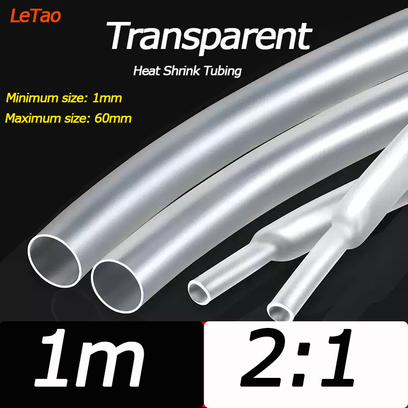 1 metro de diámetro transparente 2 3 4 5 6 7 8 9 10 12 14 16 20 25 30 40 50 60 mm Tubo termorretráctil 2:1 aislamiento de funda de Cable térmico de poliolefina