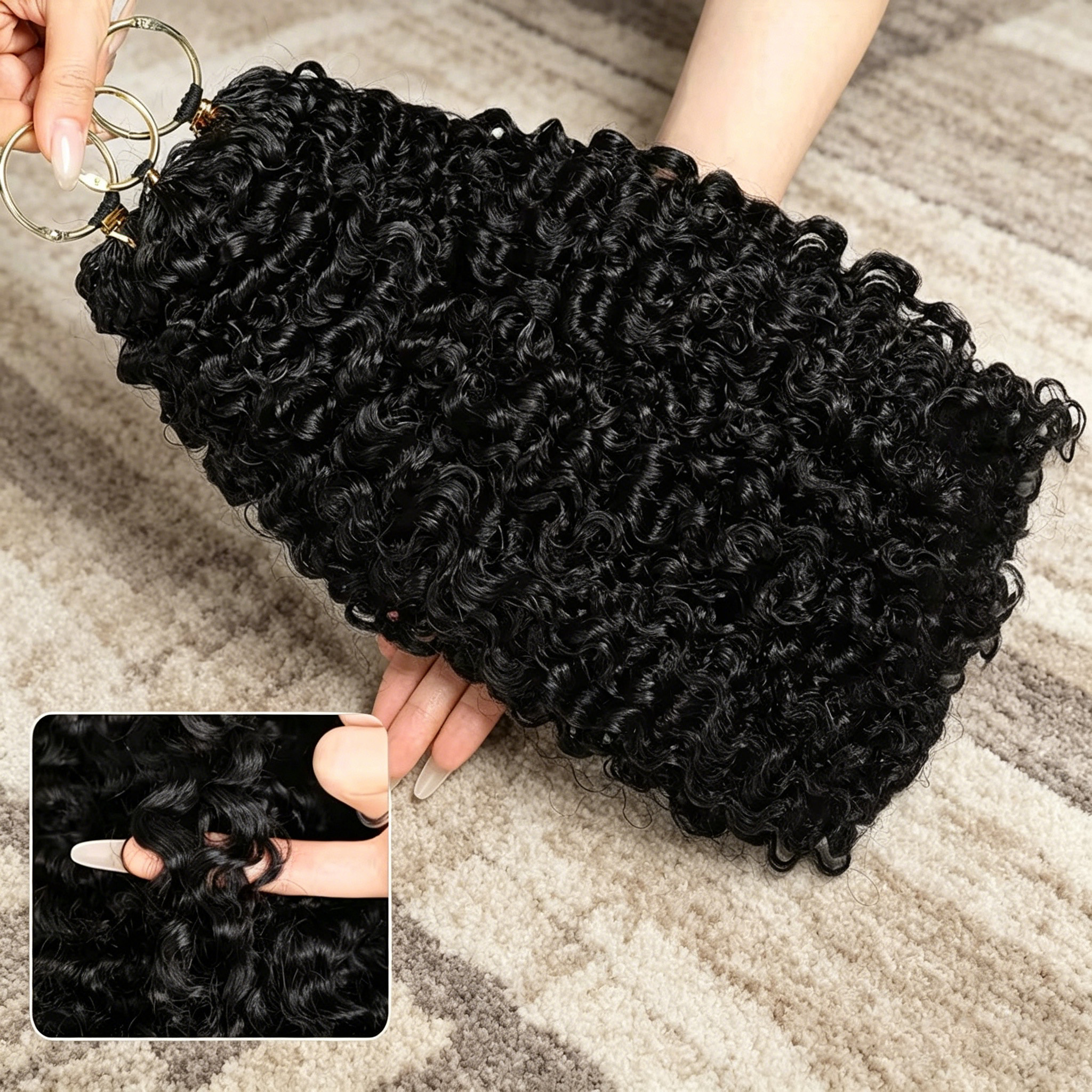 Confezione da 4, 200g, Capelli Umani Ondulati Profondi per Crochet, Extension per Trecce Boho, Capelli Umani Pre-Separati con Nodi Miracolosi per Crochet