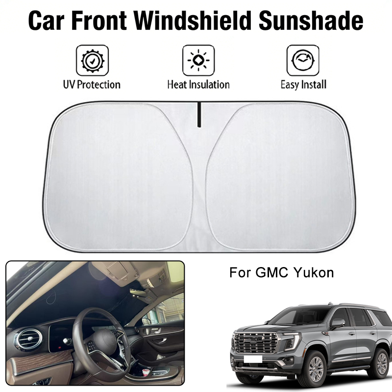 ฝาครอบบังแดดกระจกหน้ารถสำหรับ GMC ยูคอน ยูวีบล็อคฉนวนกันความร้อนอุปกรณ์ป้องกันแสงแดดภายในรถยนต์
