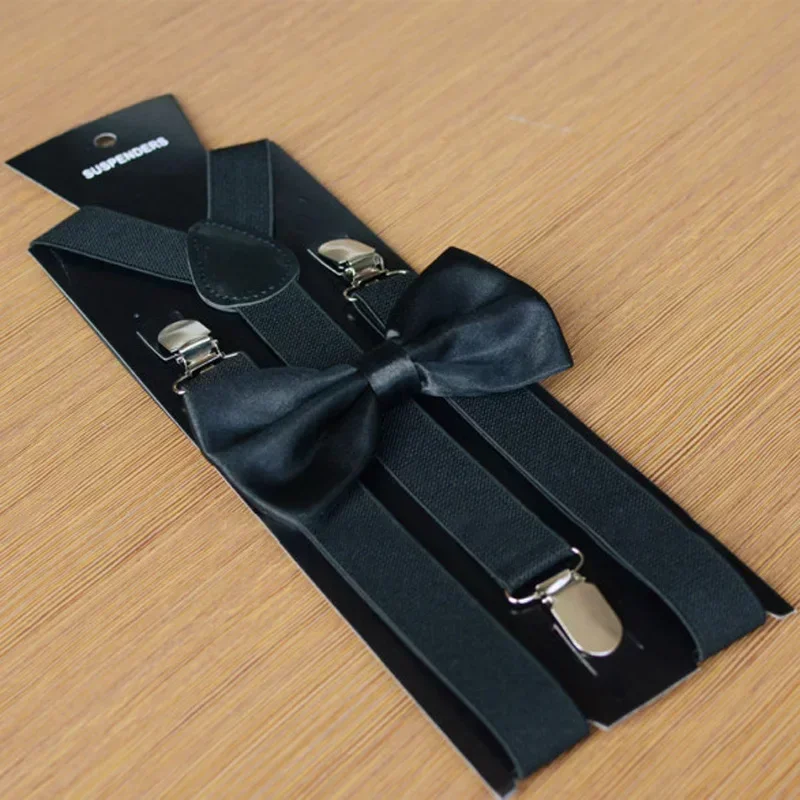 Verstellbare, elastische, passende HosentrĂ€ger fĂŒr Herren, HosentrĂ€ger und Fliege-Sets, ausgefallenes KostĂŒm, solide, modische, formelle Herren-Accessoires