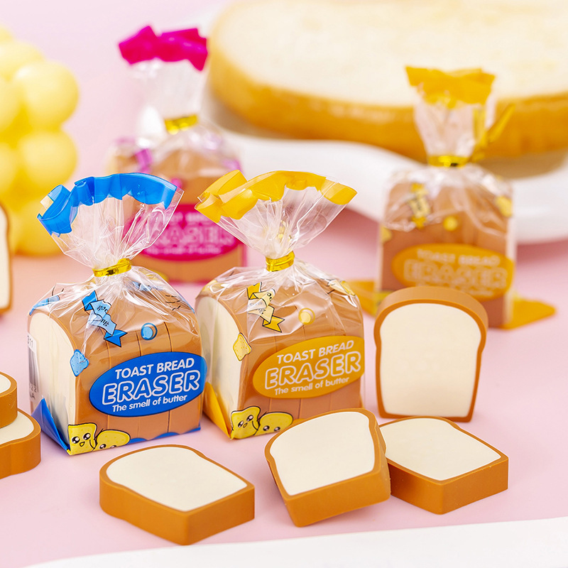 Borrador de pan tostado creativo, papelería creativa para estudiantes, borradores Kawaii de recompensa de regalo bonito de Navidad para niños, 1er período
