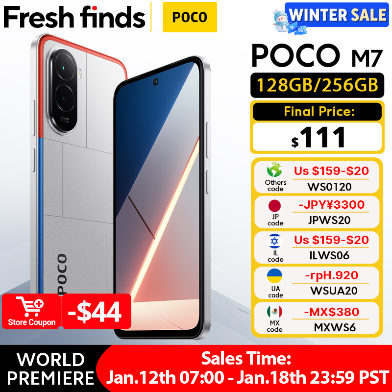 NEW POCO M7 Global Version Smartphone 128GB 256GB Snapdragon 685 7000mAh 50MP Camera Immersive 6.9" FHD+ Display 33W Charging