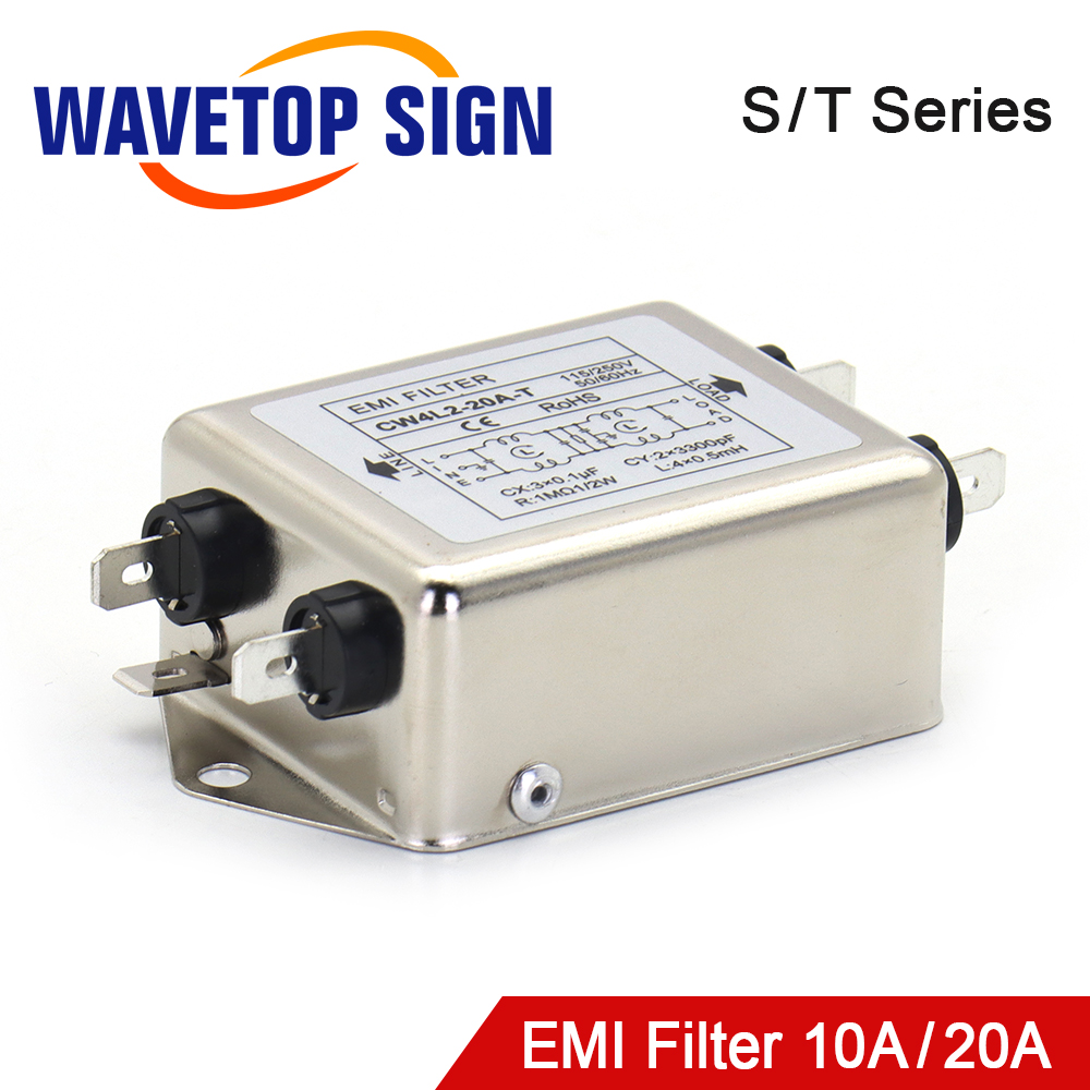Filtro EMI de potência WaveTopSign CW4L2-10A-T/S CW4L2-20A-T/S monofásico AC 115V / 250V 20A 50/60HZ