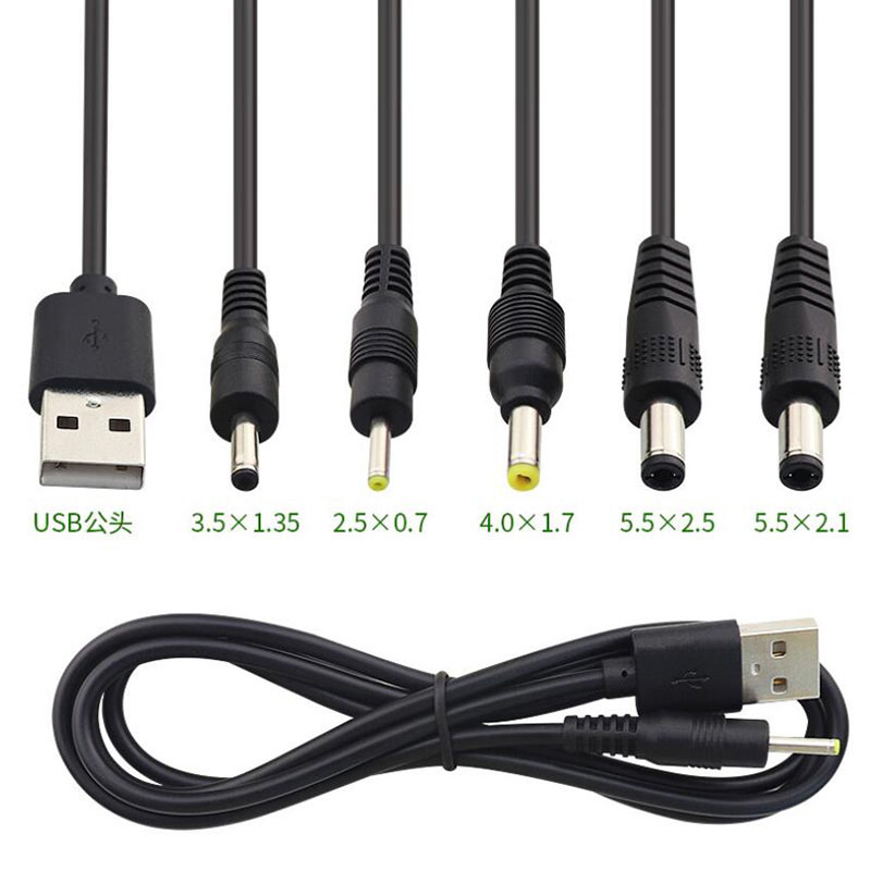 0,5 м, 2 м, 5 В, USB типа A, штекер постоянного тока 3,5 1,35 4,0 1,7 5,5 2,1 5,5 2,5 мм, штекер, удлинитель, шнур питания, разъем кабеля Jack