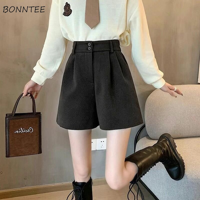 Shorts Frauen Trendy Reine Weibliche Herbst Winter Streetwear Vintage Gemütliche Weiche Hohe Taille Ins Student Alle-spiel Heißer Verkauf warme Mujer