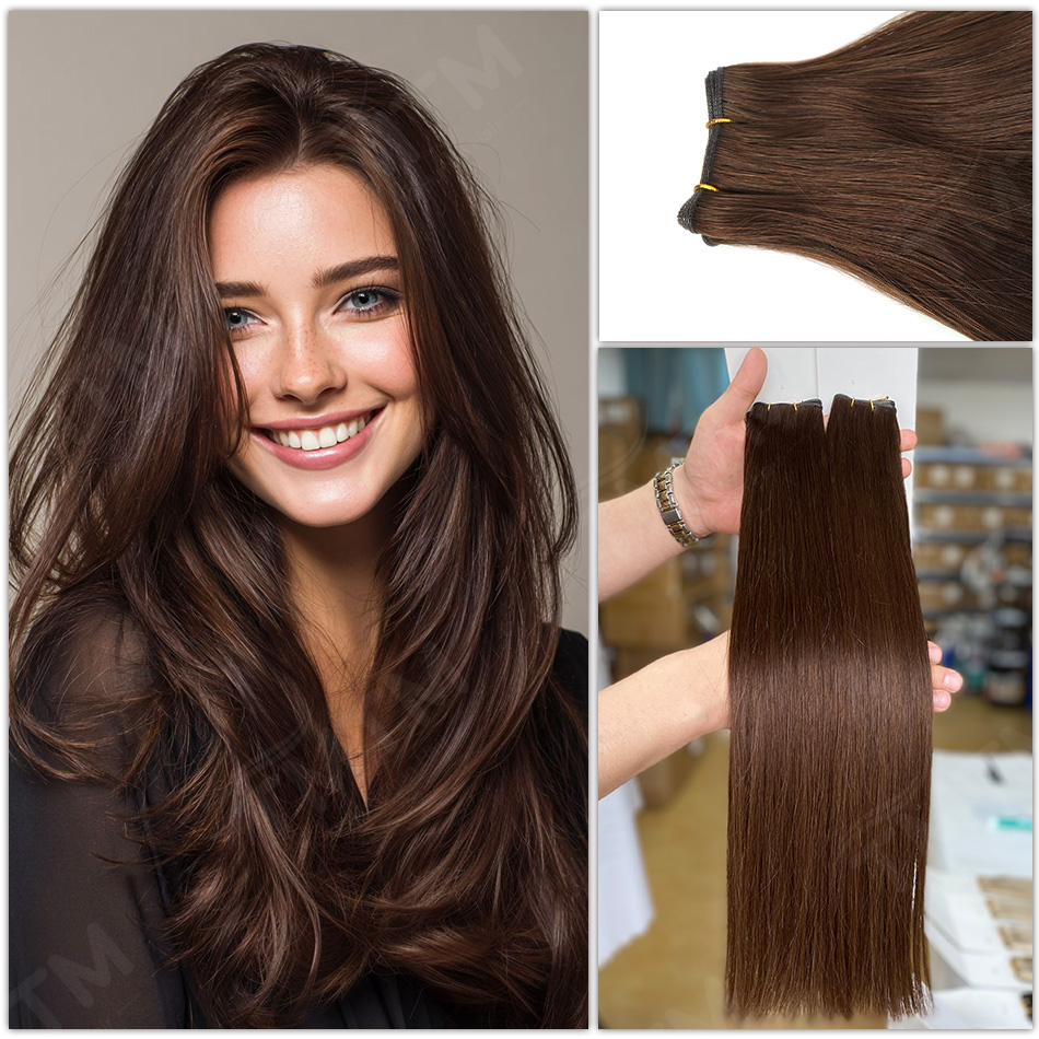 Ekstensi Rambut Manusia Genius Weft Kualitas Terbaik 50/100g Rambut Remy Lurus Tak Terlihat Hitam Coklat Pirang Rambut Manusia Weft Ujung Penuh
