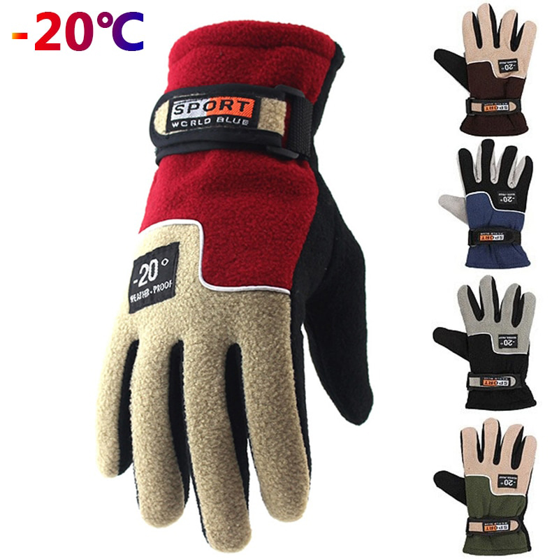 Guantes Térmicos de forro Polar para hombre, manoplas gruesas para ciclismo, nieve, deportes de nieve, a prueba de viento, invierno,-20 ℃