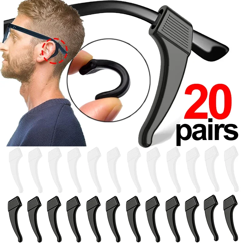 2/40 pçs silicone orelha gancho anti-deslizamento óculos perna orelha manga suporte prendedor óculos de sol acessórios aperto anti-queda titular