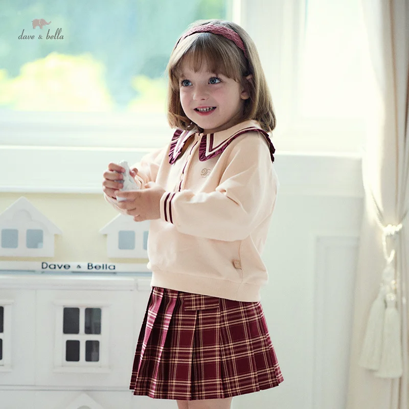 Dave Bella Kinder Halve Rok Set Herfst Lente Meisjes Top Rokken Tweedelige Set Zoete Elegante Jurken Kinderkleding DB3241637