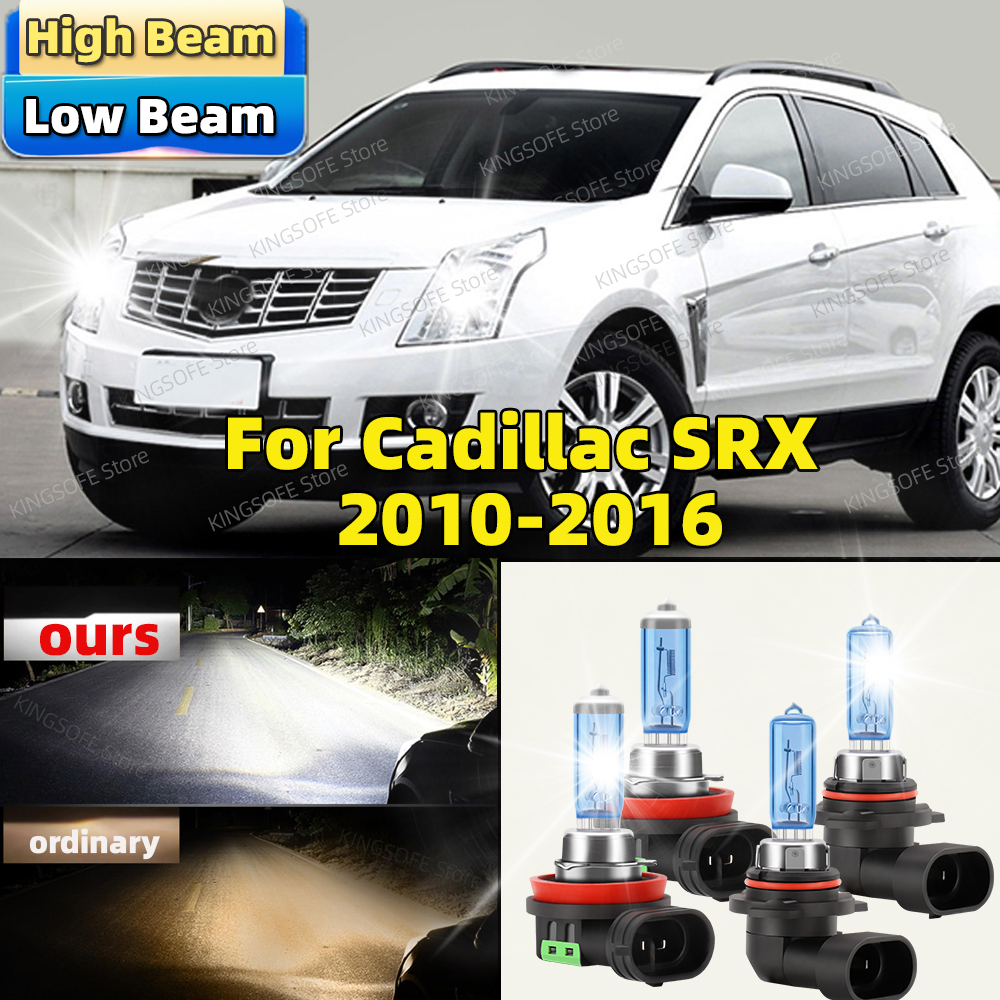 4 buah lampu depan mobil HB3 H11 lampu sorot rendah tinggi 100W Halogen Canbus 6500K untuk Cadillac SRX 2010 2011 2012 2013 2014 2015