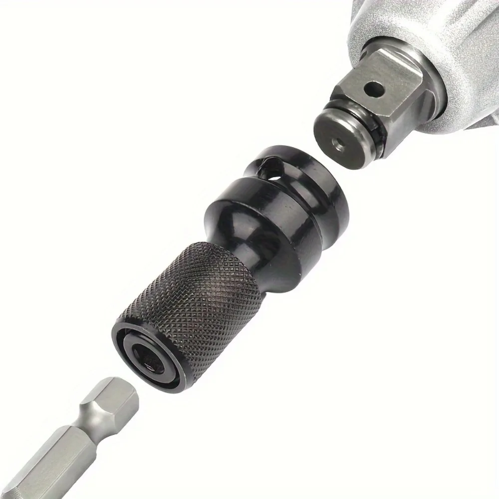 1pc chave de impacto para adaptador de broca 1/2 a 1/4 hex conversor soquete extensão bit titular para chave elétrica e ferramentas elétricas