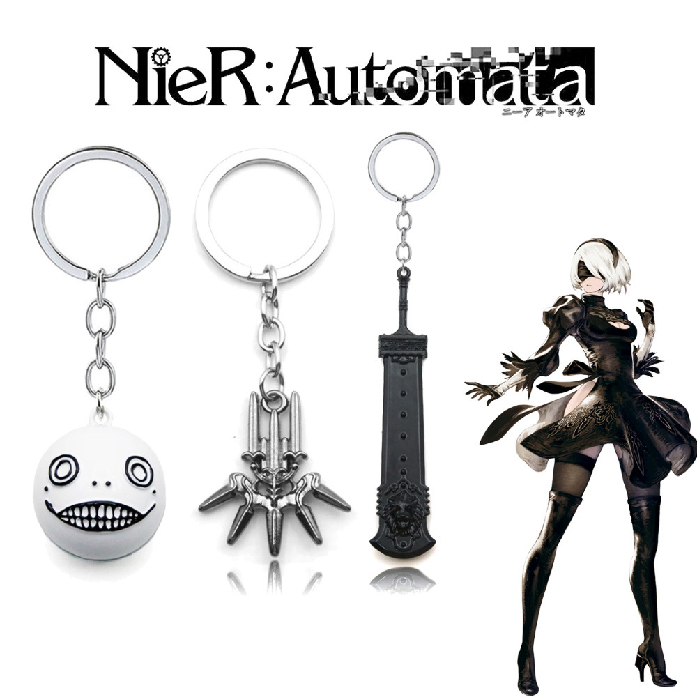 Gra NieR:Automata Breloki do kluczy 2B YoRHa No.2 Typ B Beastlord Miecz Dziwactwo Emil Brelok do kluczy Kobiety Mężczyźni Biżuteria Brelok do kluczy samochodowych