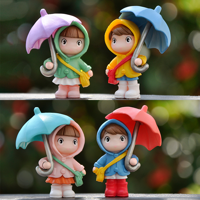 Karakter Kartun Anime Baru Payung Jas Hujan Anak Perempuan Mini PVC Figur Aksi Dekorasi Boneka
