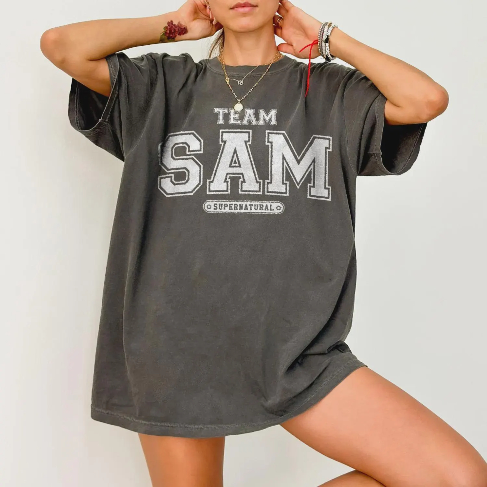 Camiseta Team Sam Supernatural Winchester Gift Tee, camiseta gráfica de manga curta, unissex, masculina, feminina, para todas as estações