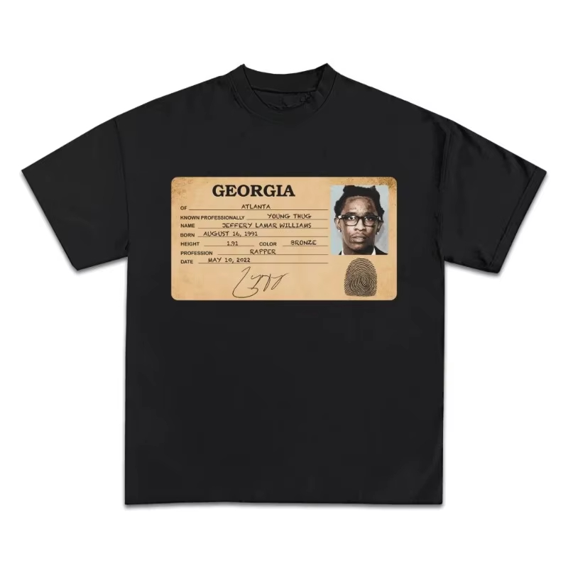 Who's Young Thug T-shirt in cotone con stampa grafica Girocollo Manica corta di alta qualità Casual Streetwear Y2k abbigliamento uomo streetwear
