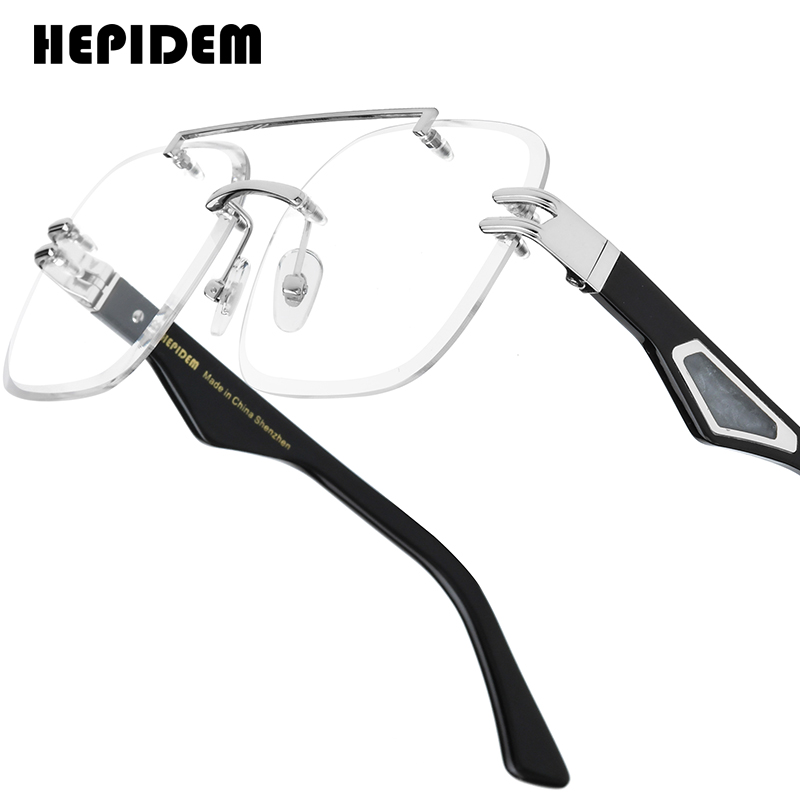 HEPIDEM gafas de cuerno de búfalo para hombre 2025, nuevo diseño de marca de lujo, sin montura, sin marco, gafas cuadradas de gran tamaño, montura para mujer