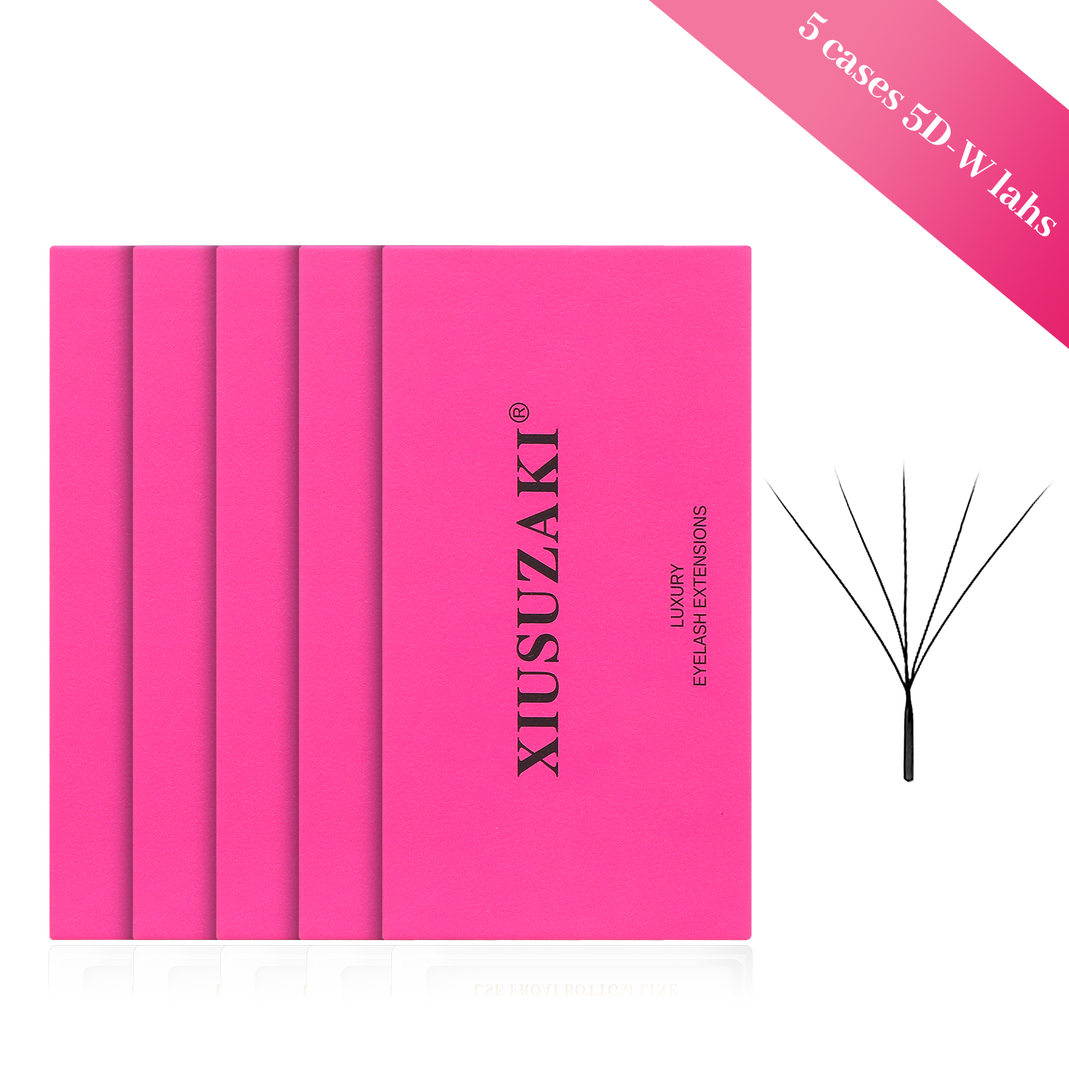 XIUSUZAKI 5 Trays/lot 5D W Lashes Extensions Matte Black W Shaped Premade Volume Fans False Eyelashes Extensions Makeup Tools