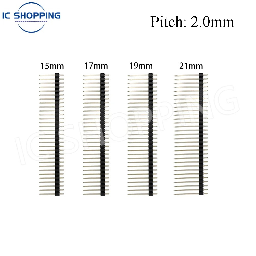 200 unidades de tira de conector macho de 40 pines, paso de 2.0mm, de una sola fila, 1x40, longitud de 15mm, 17mm, 19mm, 21mm, PH2.0