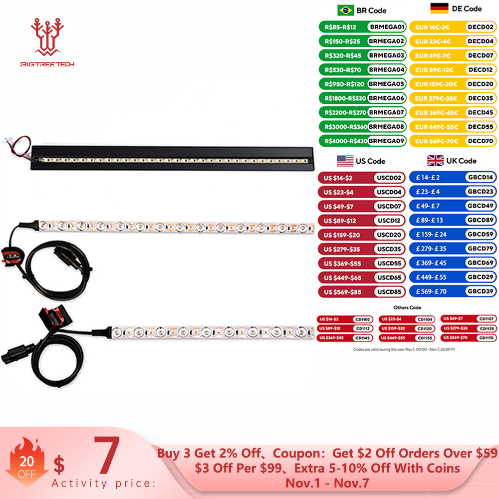 BIGTREETECH Panda Lux LED Light Bar Kit Magnetic Installation Aluminum Alloy Peel And Strip LED Strip For Bambu Lab P1 X1 A1