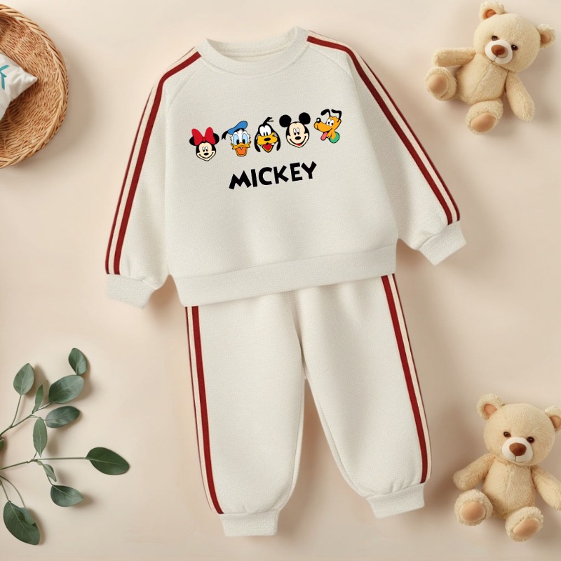 2026 Lente Cartoon Gedrukt Kinderen Casual Sweatshirts Sets Jongens O Hals Hoodies Lange Broek Tweedelige Pak Meisjes trainingspak Nieuwe