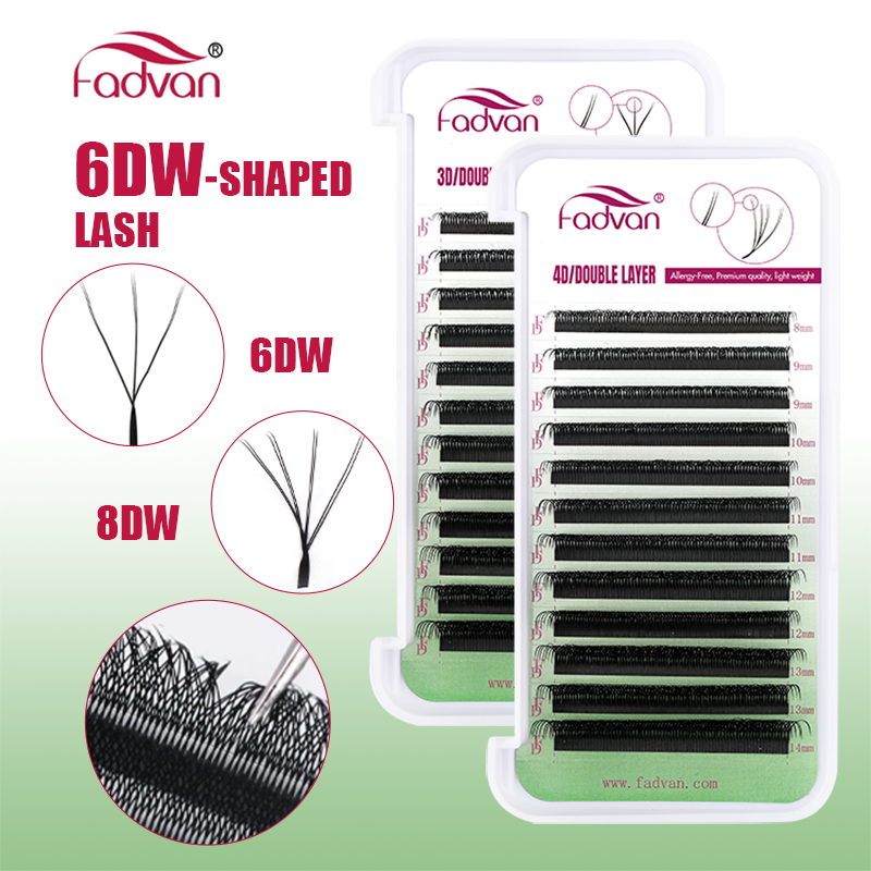 FADVAN 6D/8D W forma (dobles capas 4D/3D-W forma) C/D/L extensión de pestañas rizadas volumen suave Natural pestañas prefabricadas