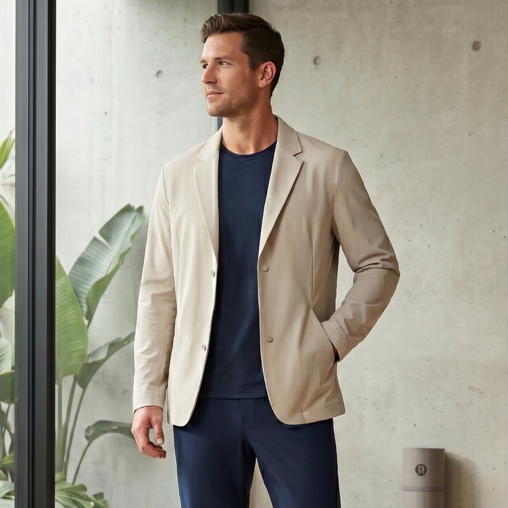 Heren Tech Stretch Casual Blazer Activewear Lichtgewicht Zachte Textuur Sportpakjas Kreukvrij Reiskleding Buitenkleding