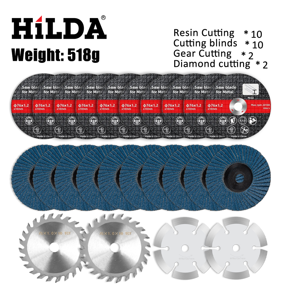 HILDA 76 มม.ใบเลื่อยไฟฟ้าบดตัดโรตารี่เครื่องมือเครื่องบดมุมไฟฟ้าตัดใบมีดไม้อุปกรณ์เสริม