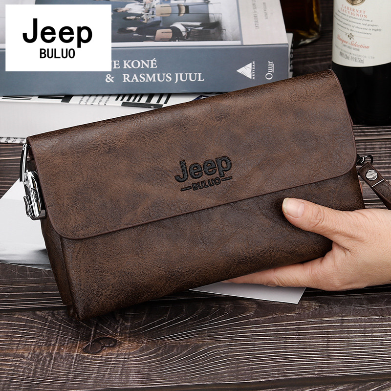 JEEP BULUO Marke PU Leder Clutch Tasche In Drei Farben Neue Stil männer Brieftasche Lange Karte Tasche männer brieftasche Zipper Große Raum