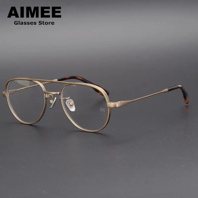 Japanse Handgemaakte Piloot Ontwerp Ultralight Brillen Mannen Titanium Brilmontuur Vrouwen Vintage Vierkante Recept Brillen Gafas