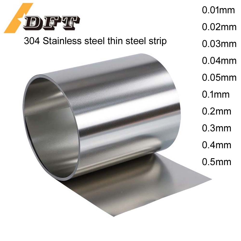 1 Meter Edelstahlband 304, Blechstahlspulen-Stahlband 0,01 0,02 0,05 0,1 0,2 0,3 0,4 0,5 mm Dicke