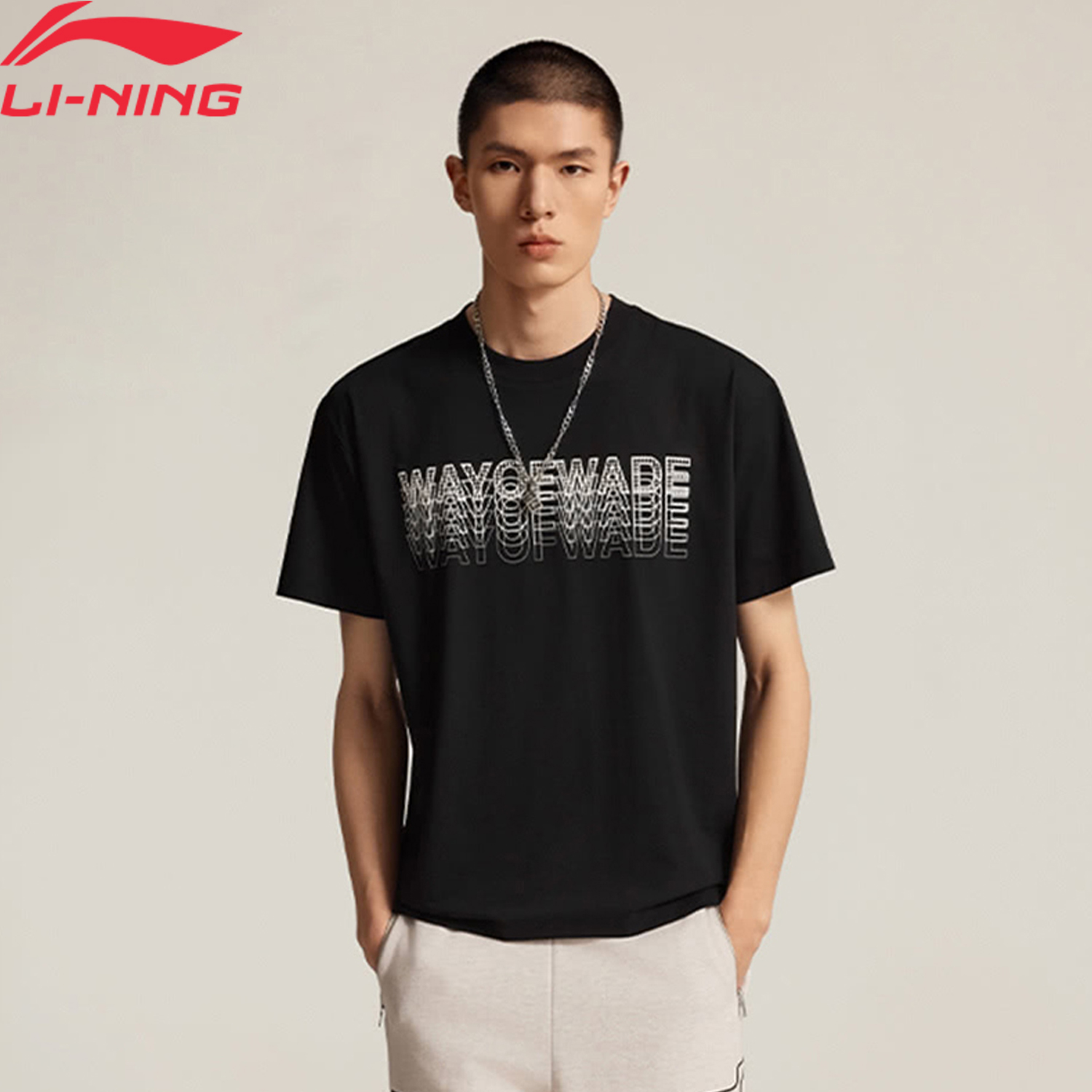 Li-Ning Men's Wade T-shirt AT DRY FREEZE 64%Cotton 36%Polyester Regular Fit Crew Neck LiNing Sports Pullover AHSV015