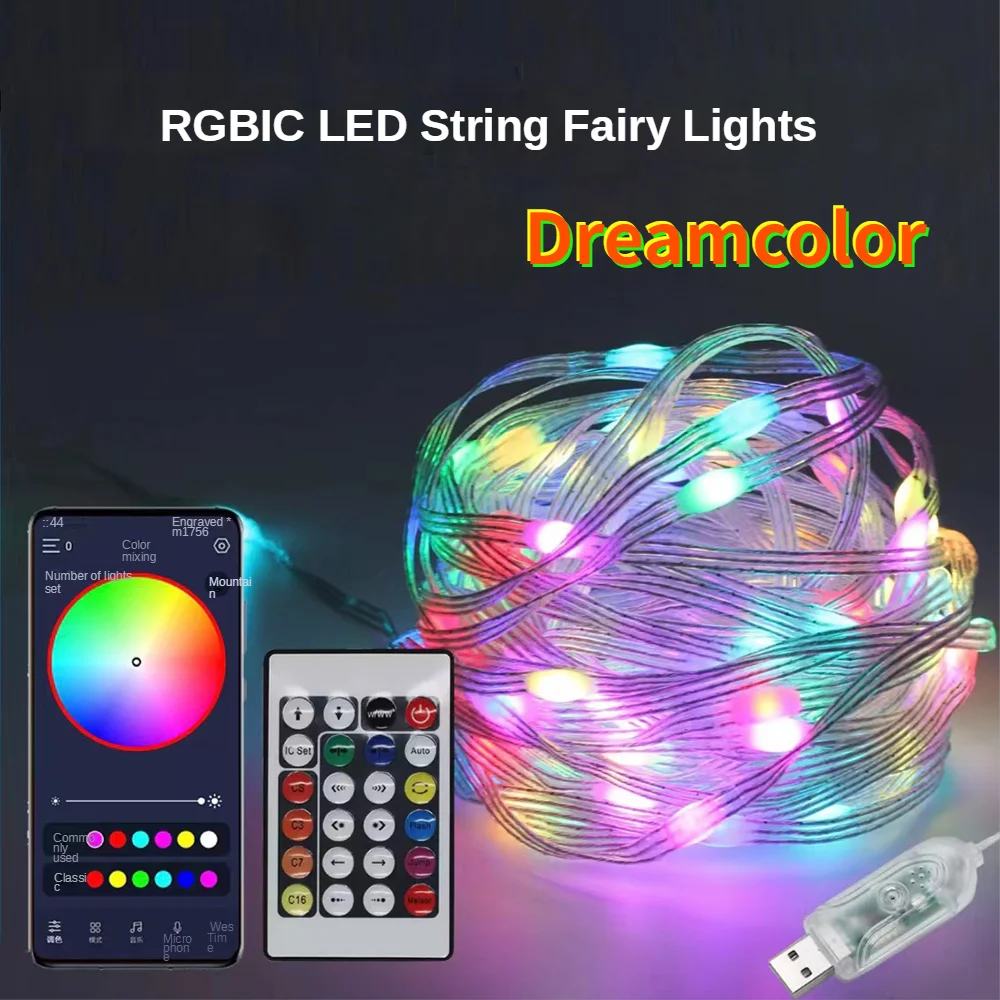 Bluetooth LEDストリングライト,RGBライト,アドレス指定可能な花輪,クリスマスパーティー,結婚式の装飾,5v dc,ws2812b,20m