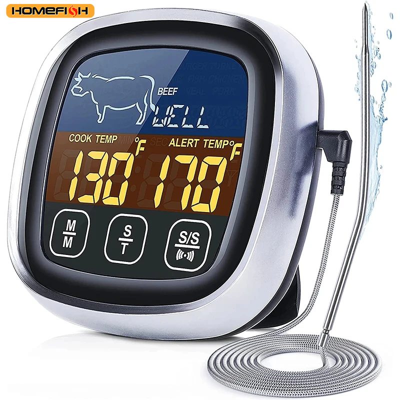 HOMEFISH-termómetro Digital para cocina de carne, termómetro de temperatura de carne resistente al agua inoxidable, sonda para horno, cocina, barbacoa