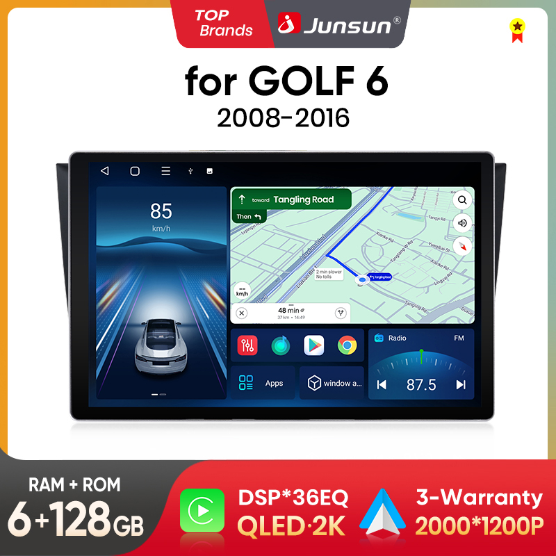 Junsun x7 max 2k hd bildschirm drahtloses carplay auto autoradio für golf 6 2012-2015 2008 auto multimedia gps 2din autoradio