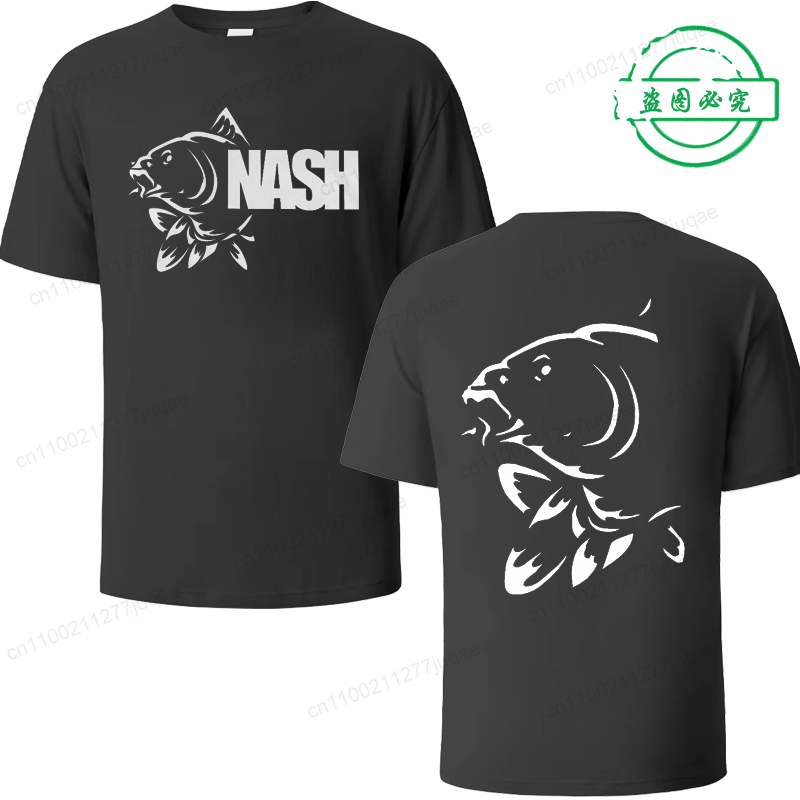 Camisetas divertidas de pescador carpa pez pescador deportivo hombres moda de verano Harajuku manga corta cuello redondo ropa de calle camisetas negras